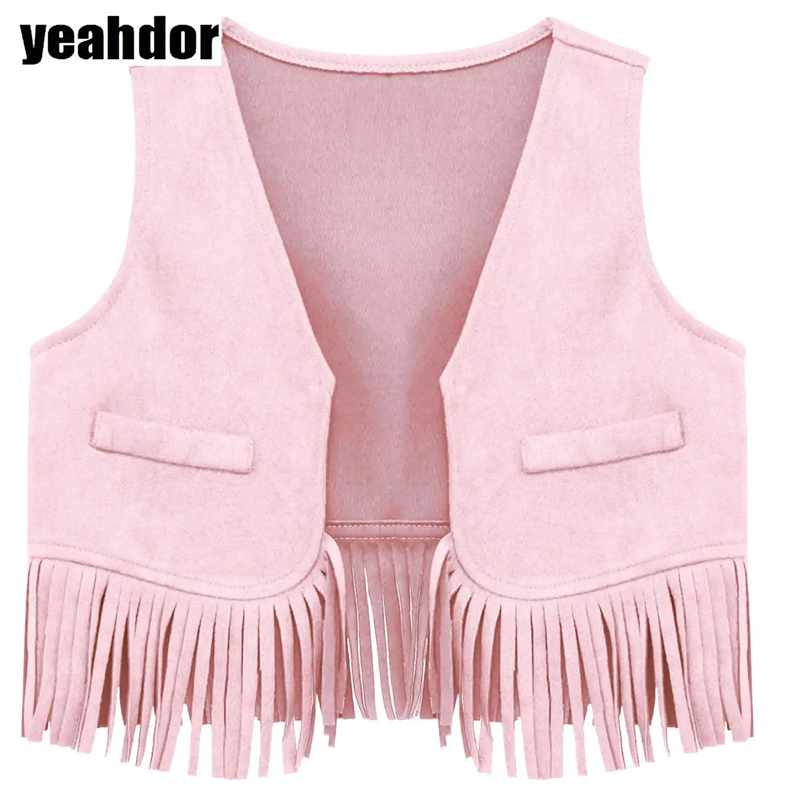 

Western Cowboy Vest Vintage Suede Tassels Cowboy Cowgirl Vest Tops Fringe Waistcoat Jacket Rave Party Halloween Cosplay Costume