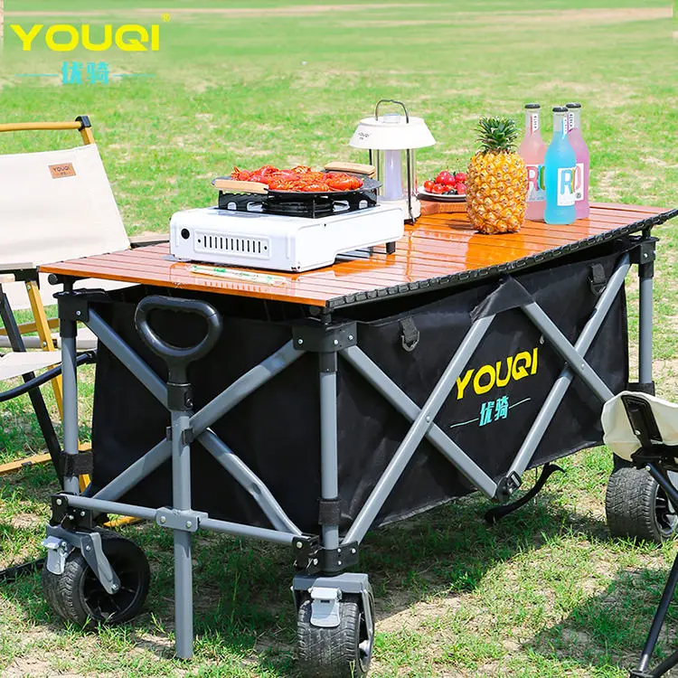 YOUQI Popular Custom Logo Aluminum Hand Portable Folding Cart Trolley Camping Cart Foldable Camping Trailer Outdoor