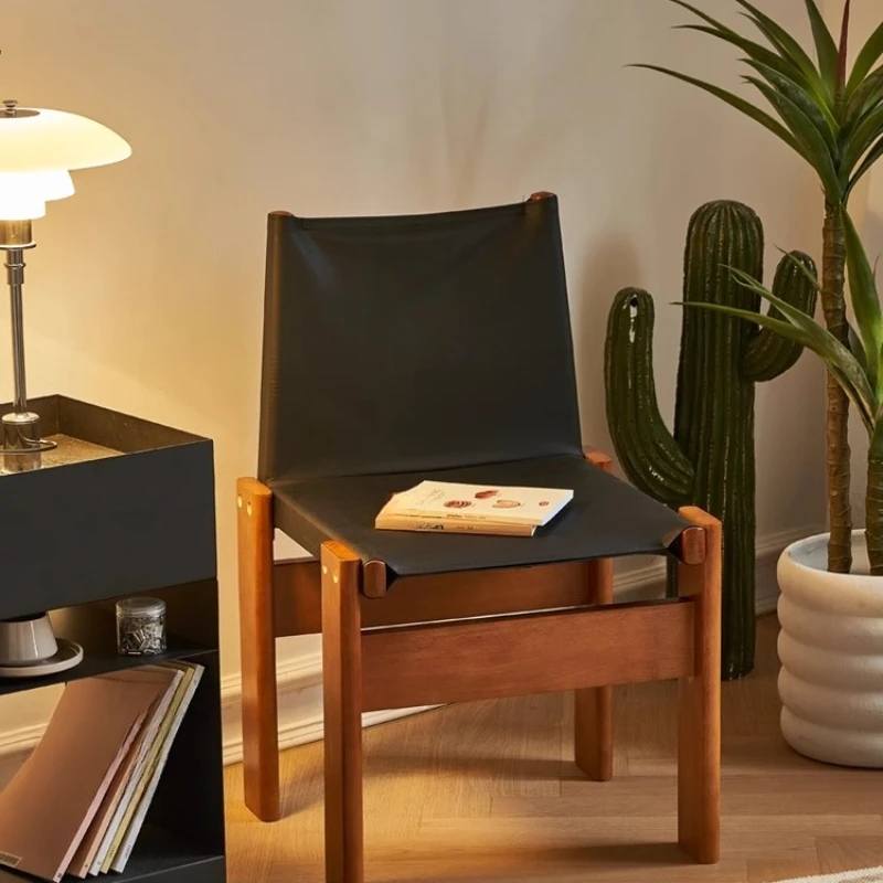 

Medieval monk chair household log back retro book desk chair Nordic small apartment wabi sandy wind solid wood