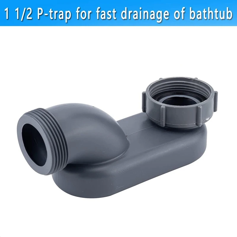 

A46T Low Profile 1 1/2 P Trap Flexible Bathtub Shower Drain Pipe Flat P Trap Free Standing Tub Drain For Bath Bathtub Drain