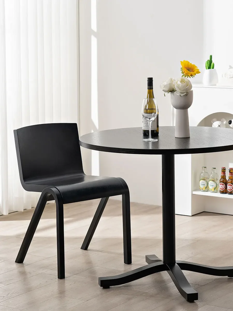 Medieval dining chair retro solid wood dining table and chairs home creative living room advanced minimalist wabi black chair