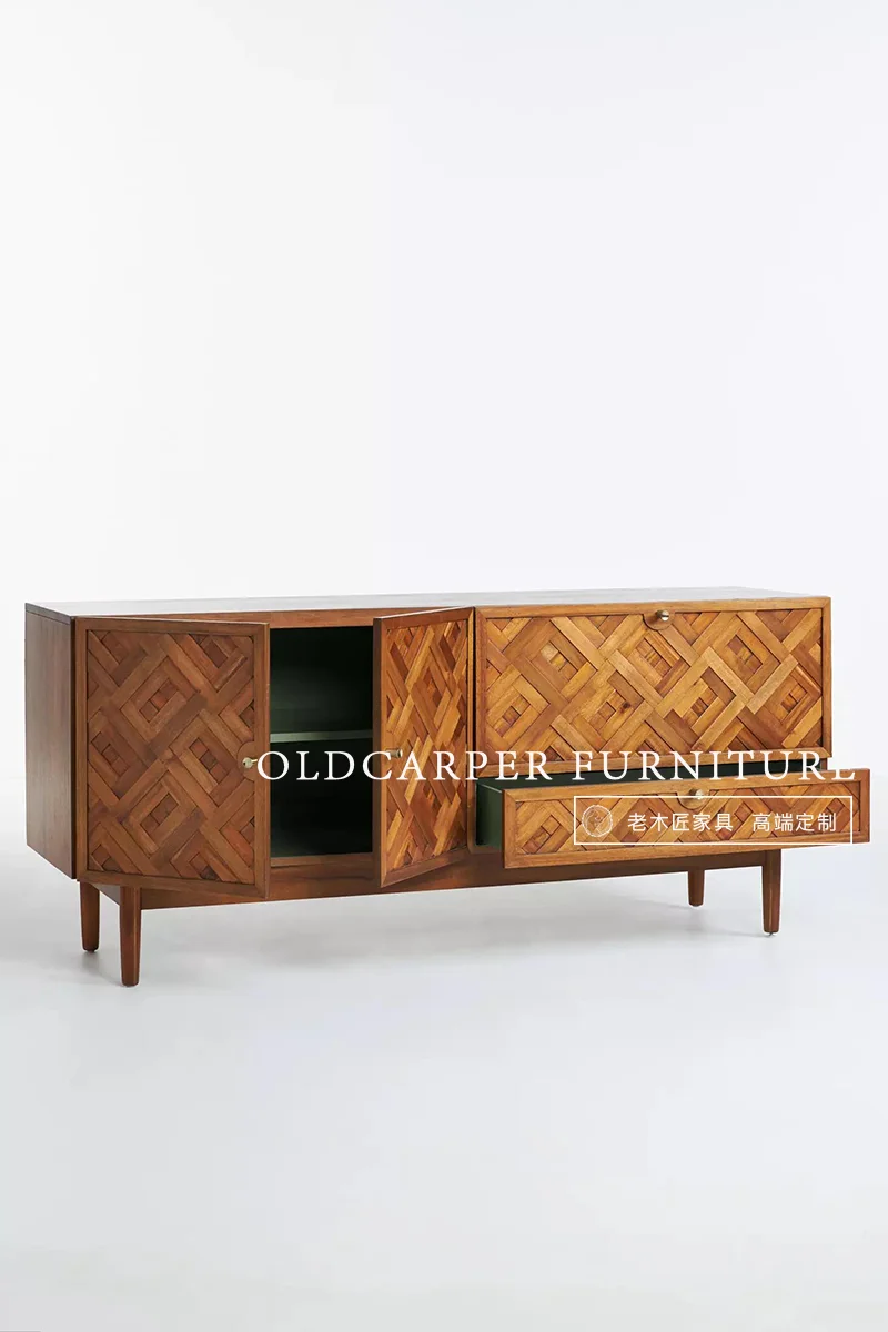 Solid Wood Dining Cabinet, Retro Rural, Luxo Acessível