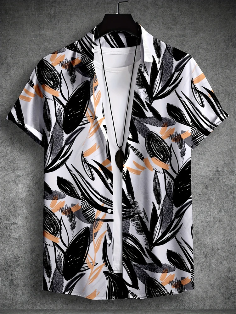 

Summer Men's Shirt Casual Loose Men's Beachwear Graffiti Pattern Men's Standing Collar Shirt Hawaii Beach Style Men's Shirt
