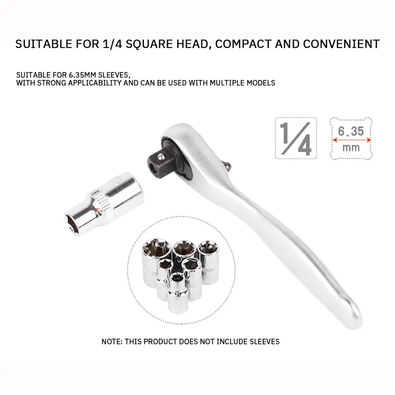 1/4 Square Ratchet Socket Head Wrench 6.35mm Screwdriver Small Mini Quick Wrench 72-tooth Socket Handle Spanner Hand Repair Tool