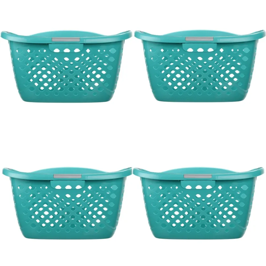 

4 pack Home Logic 1.8 Bushel Hip Grip Plastic Laundry Basket Teal Adult Tween