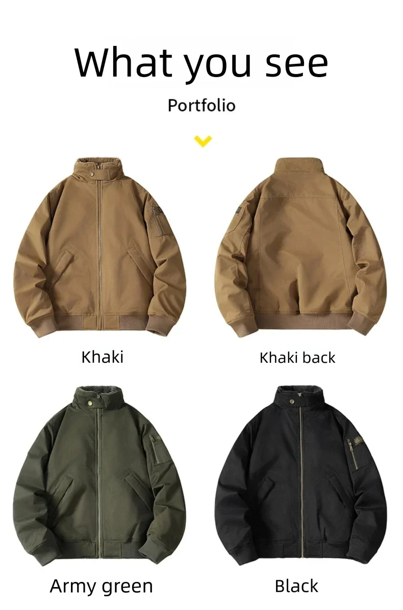 

Men's Jacket Full Zip Up Work Jackets Stand Collar Casual Windbreaker Lightweight Long Sleeve Coats Outdoor Zip Up Streetwear