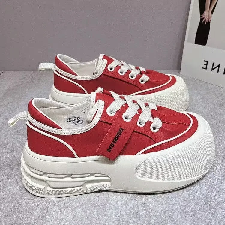 

Spring Thick Bottom Color Blocking Round Head Niche Casual Sports Vulcanize Shoes Women plataforma mujer zapatillas de deporte