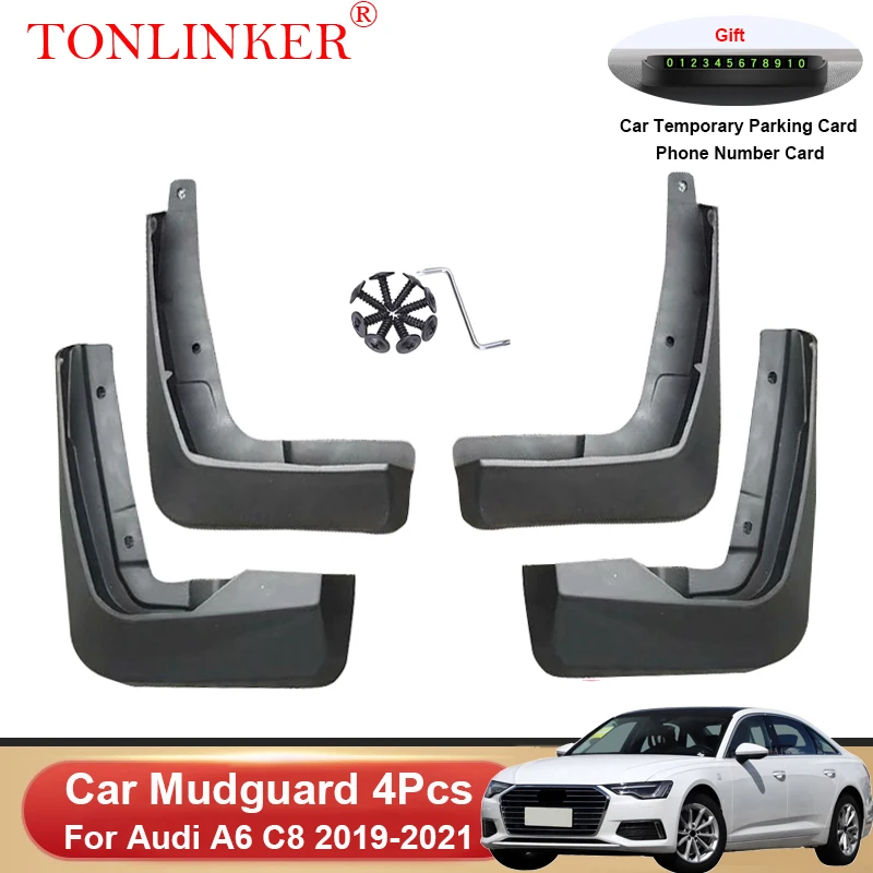 TONLINKER Car Mudguard For Audi A6 C8 Sedan 2019 2020 2021 Sport Mudguards Splash Guards Front Rear Fender Mudflaps Accessories