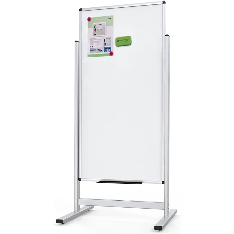 Quadro branco com suporte magnético dupla face, 48 x 24 polegadas, suporte com estrutura de alumínio