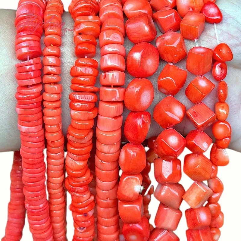 5x15-8x25/5-9/4x6/3x6/3x9mm Natural Orange Pink Coral Stone Beads For DIY Beads Necklace Bracelets Jewelry Making Strand 15