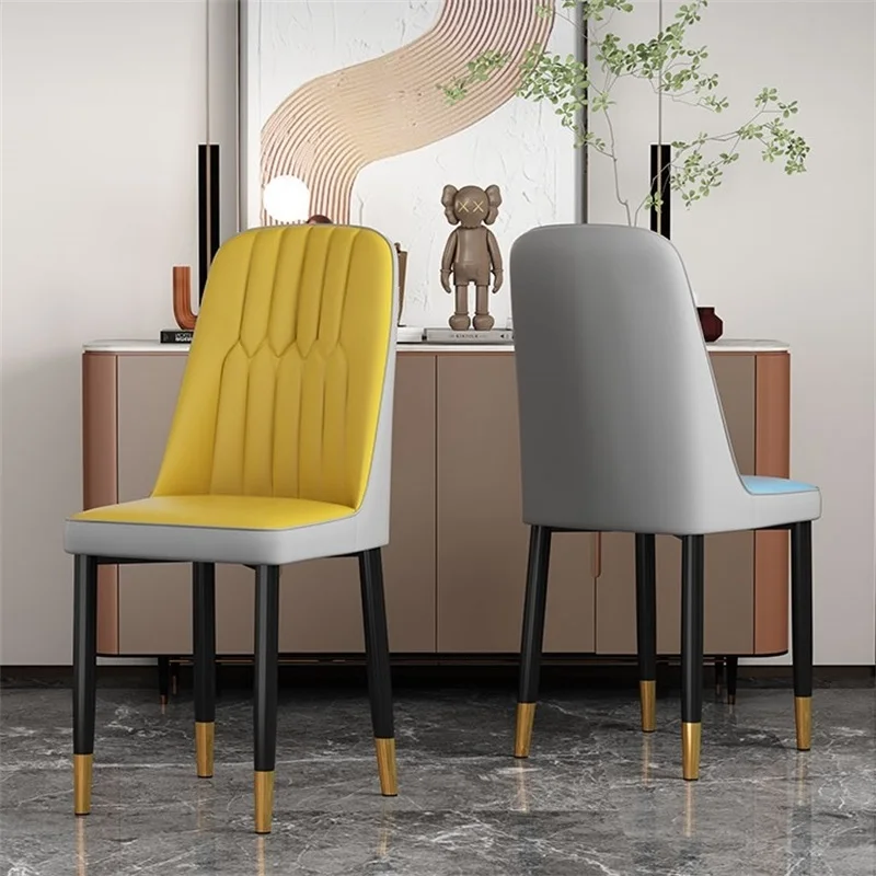 Metal Industrial Bar Light Weight Portable Easily Movable PU Leather Dining Chairs With Luxury Comfortable Soft Leather Seatprom