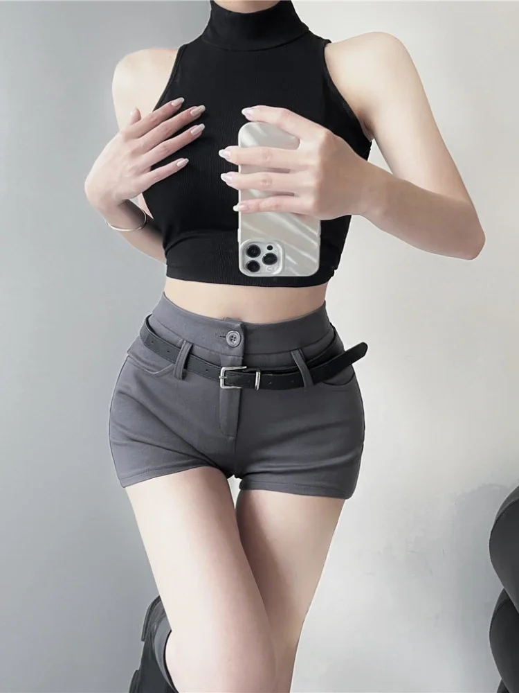 

Кокетка с высокой талией, женские короткие брюки, сексуальные шорты для женщин, узкие обтягивающие брюки, микро-мини, эстетичная модная одежда, 2025 струящиеся