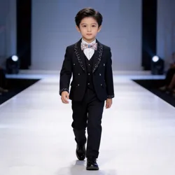 Boys Slim Fit Tuxedo Set Comfortable Children Formal Wear For Special Occasions A4238 Vestidos Boys Costume Set