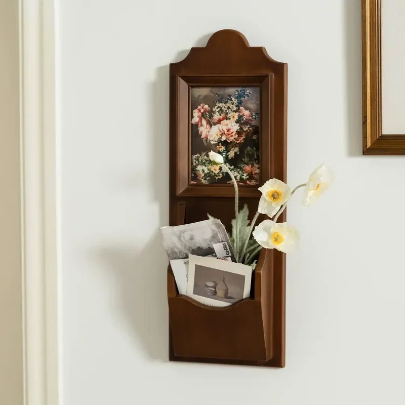 Prateleira de Parede de Madeira Sólida Retro, Decoração de Parede Estilo Medieval Vintage para Entrada, Sala de Estar, Decoração de Casa, Pintura Artí