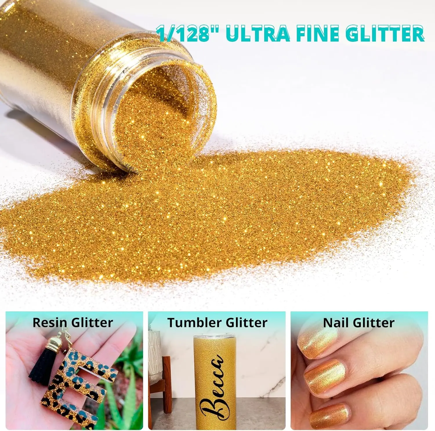 Holografischer Extra Feiner Glitzer - Türkisfarbener Glitzer 50 g/1,76 oz, 0,2MM Epoxid-Glitzer für Harz, Kunst, Handwerk, Nägel, Kerzenherstellung – Detail 7