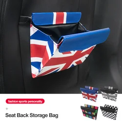 Car Seat Back Hanging Storage Bag PU Leather For BMW Mini COOPER Multifunctional Magnetic Cover Garbage Storage Bag Union Jack