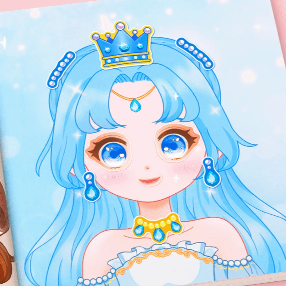 4/5 pcs Reusable Princess Dress Up Sticker Book Handicrafts Outfit Make a Face Puzzle Stickers Set Makeup Clothing