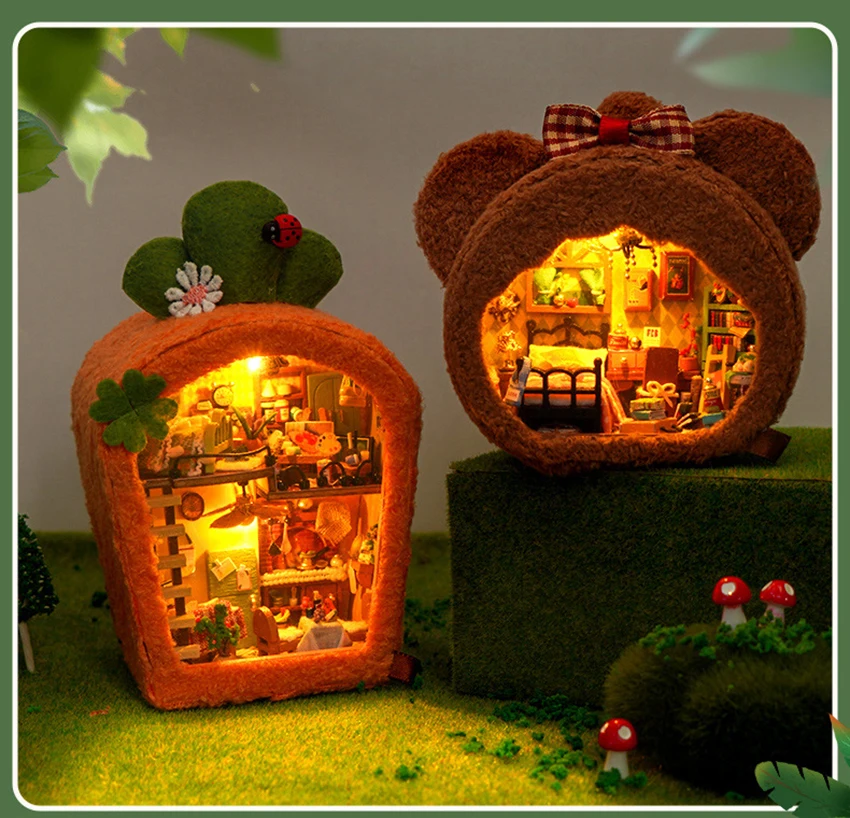 Mini domek dla lalek miniaturowy Diy pluszowy rodzinny domek dla lalek miniatury Maison sylvanian dom dzieci urodziny boże narodzenie prezenty na