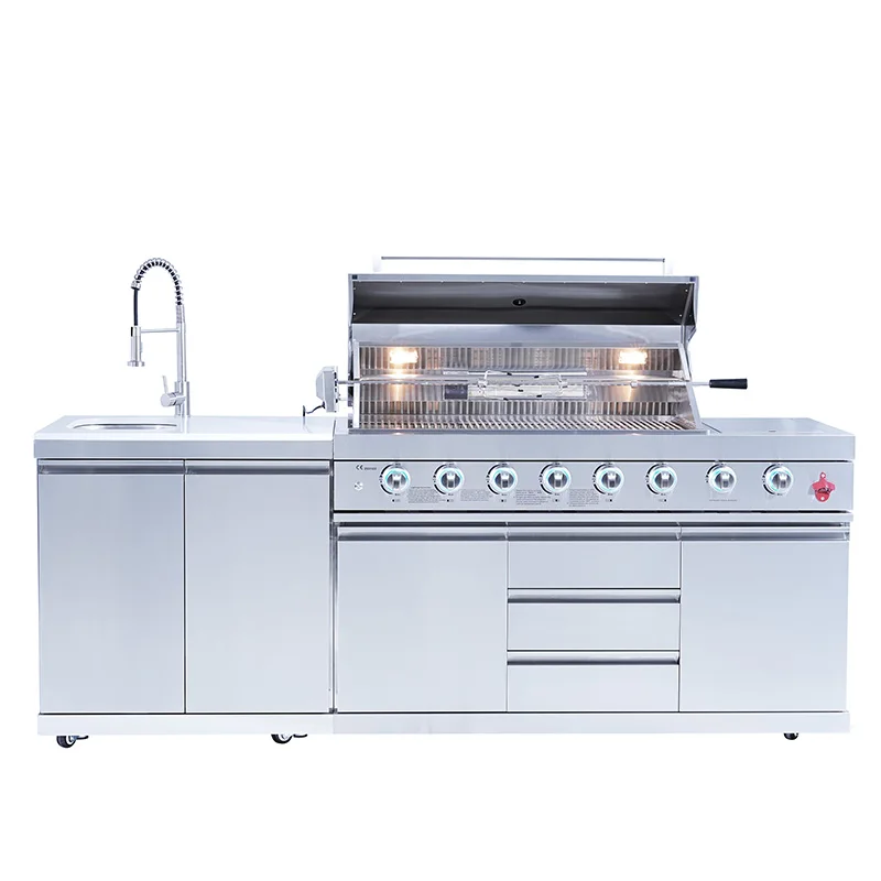 Hot Sale Stainless Steel BBQ Grills for Outdoor Kitchen for Parties with Fridge Cabinet