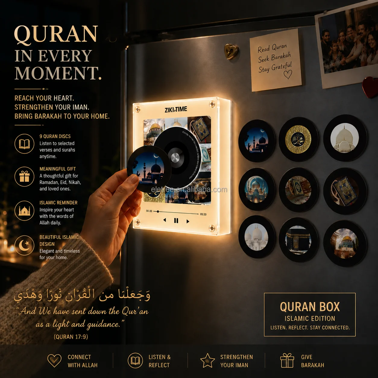 Custom Quran NFC Audio Fridge Magnet Islamic Religious Gift Quran Recitation Player Personalized Muslim Gift for Ramadan Eid