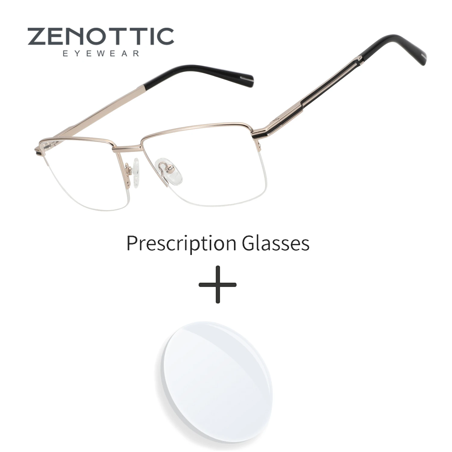 

﻿ ZENOTTIC (размер XL) очки без оправы по рецепту мужские высококачественные металлические прямоугольные фотохромные оптические очки