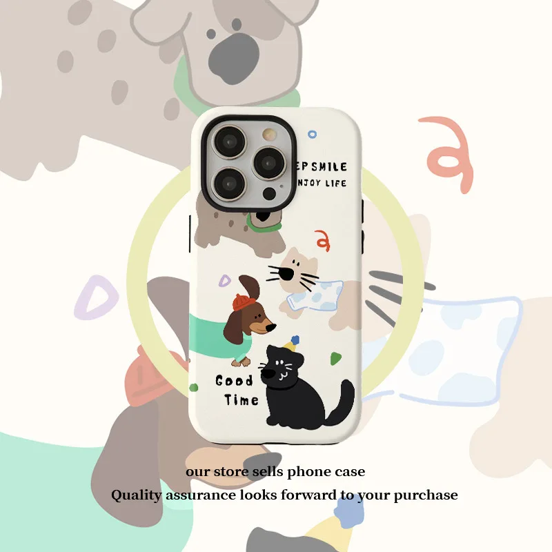 

Light Brown Polka Dot Dog Cat Cartoon Case for IPHONE 16 ProMax 15 14 13 12 11 PRO Acrylic TPU Two in One Magnetic Phone Cases