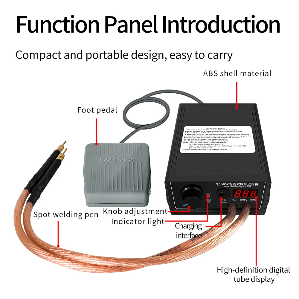 8000W High Power Dual Pulse Spots Welding Machine for Welding 18650 Lithium Battery Cellphone Batteries 0.1-0.3mm Nickel Sheet