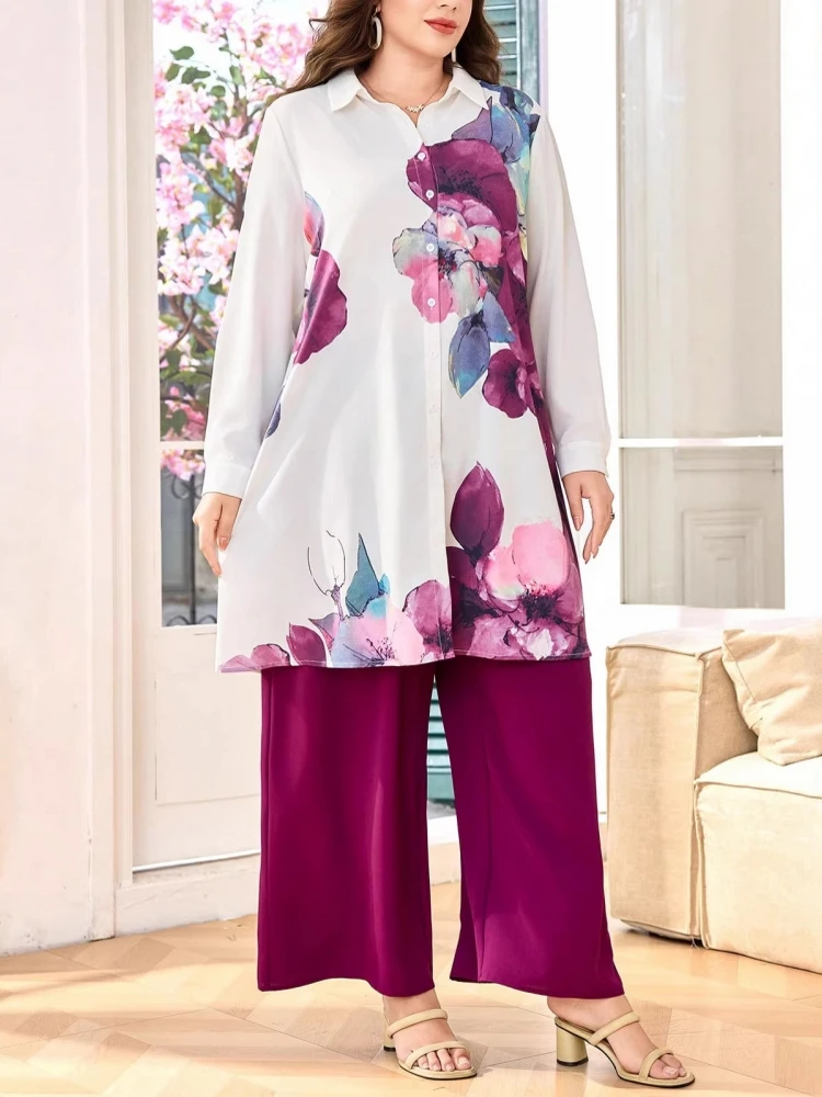 L-4XL Plus Size Damenbekleidung 2-teilige Sets Neu eingetroffen Passende bedruckte zweiteilige Sets Oberteil und Hosenanzüge Outfits Kleidung