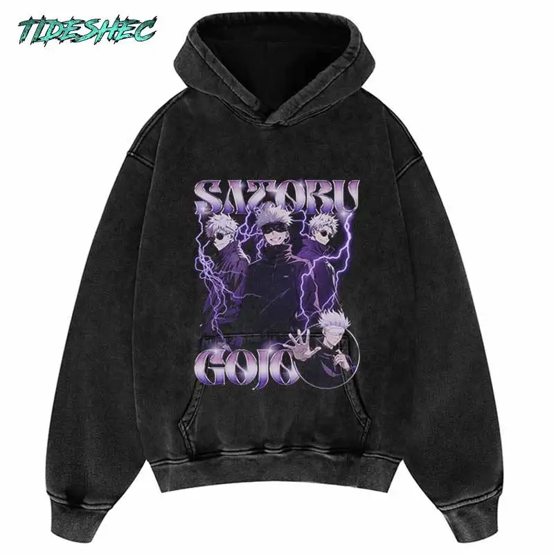 

Vintage Hoodie Streetwear Hip Hop Japanese Anime Letter Lightning Male Print Punk Hooded Sweatshirt Fashion Pullover Hoodies