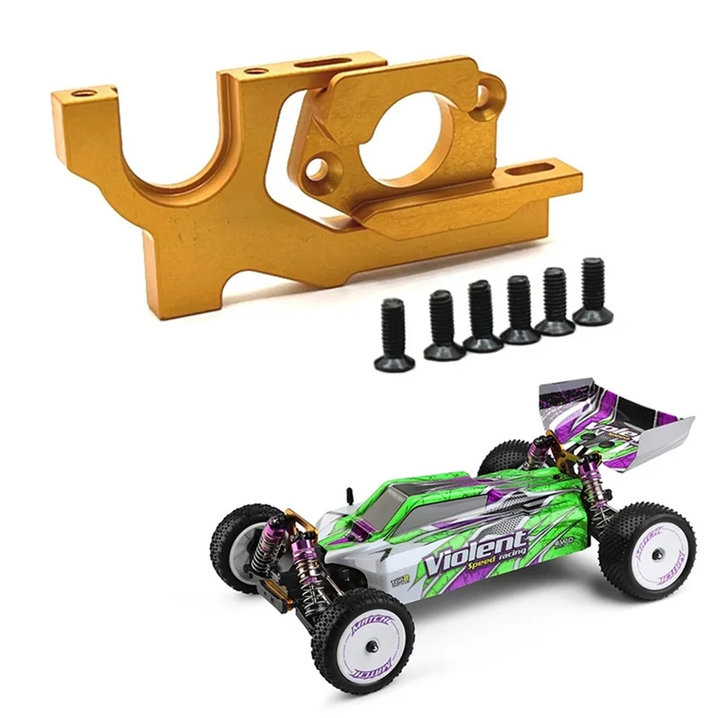 Soporte de motor ajustable de metal para Wltoys 104072 104001 104002   Accesorios de piezas de actualización de coche RC 1/10, amarillo