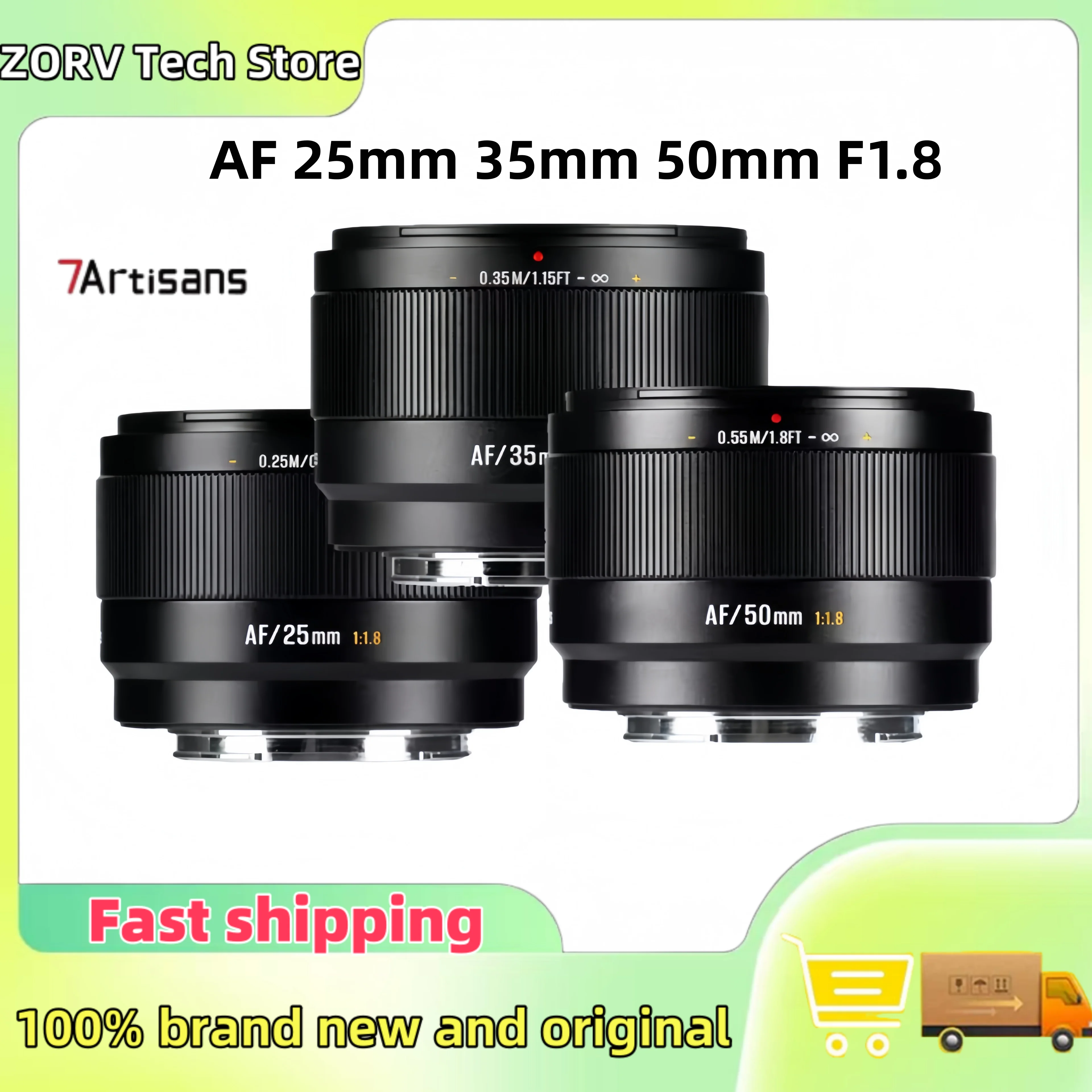 7artisans AF 25mm 35mm 50mm F1.8 LITE Series APS-C AutoFocus Large Aperture Prime Lens for Sony E A7C II A6700 Fuji XF XT-5XT-50