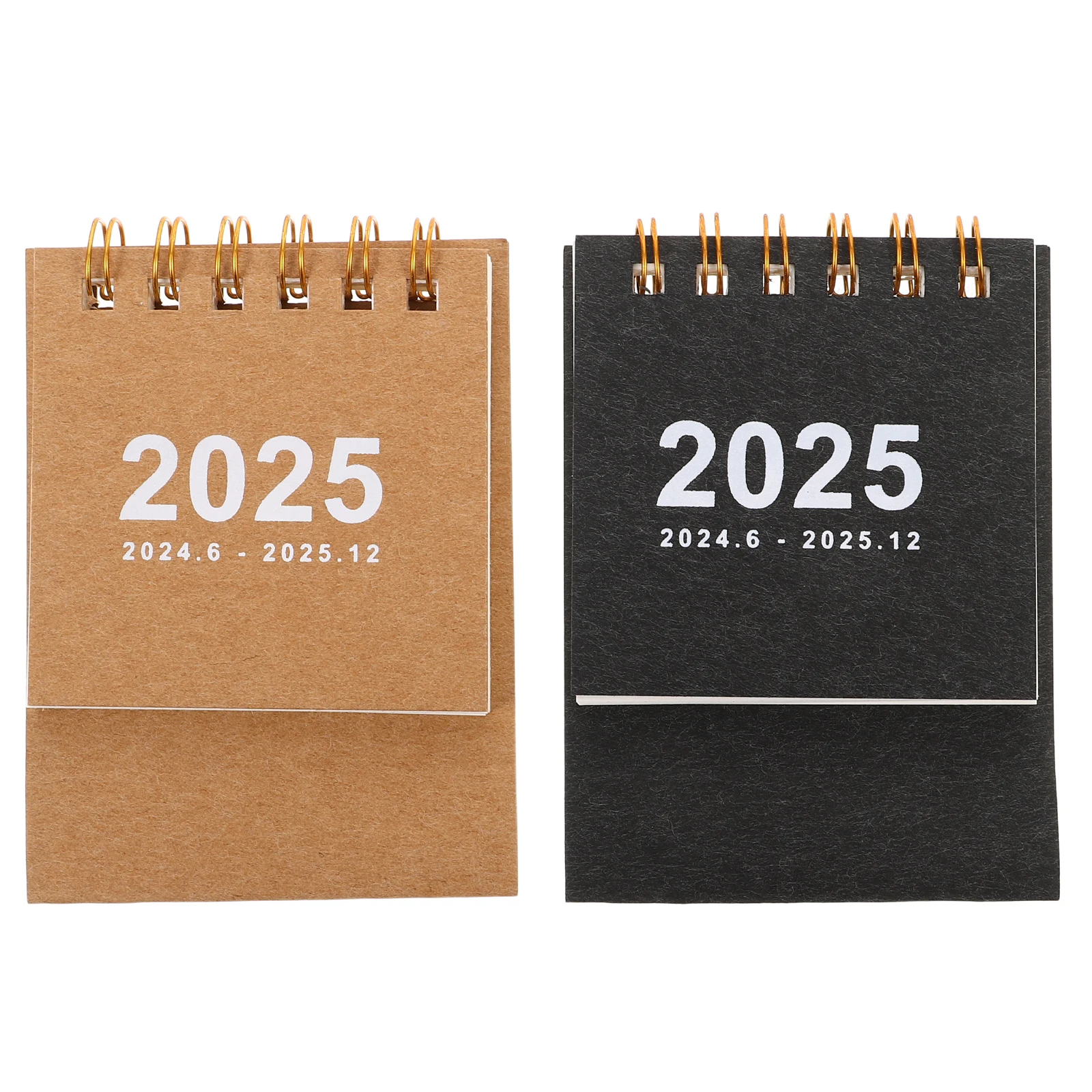 

2pcs 2025 Mini Desk Compact Flip Spiral Binding Smooth Page Turning Writable Ink-Friendly Paper Desktop Calendar For Office Home