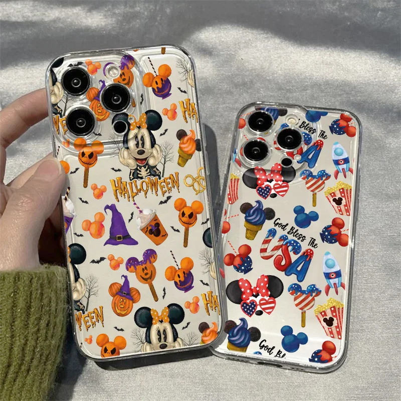 Halloween Disney Mickey Mouse For Realme10 9 C30 53 63 Narzo50 Find X5 Reno12 11 10 8 7 6 Pro Plus Transparent Space Phone Case