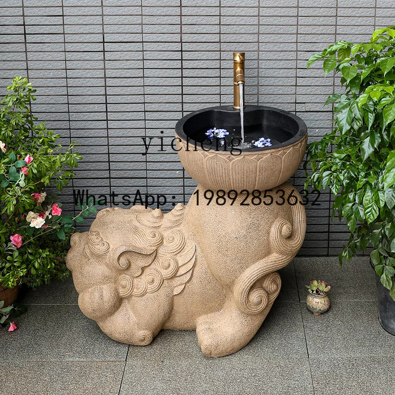 H3-31 courtyard outdoor wash basin balcony terrace creative column type hand wash basin