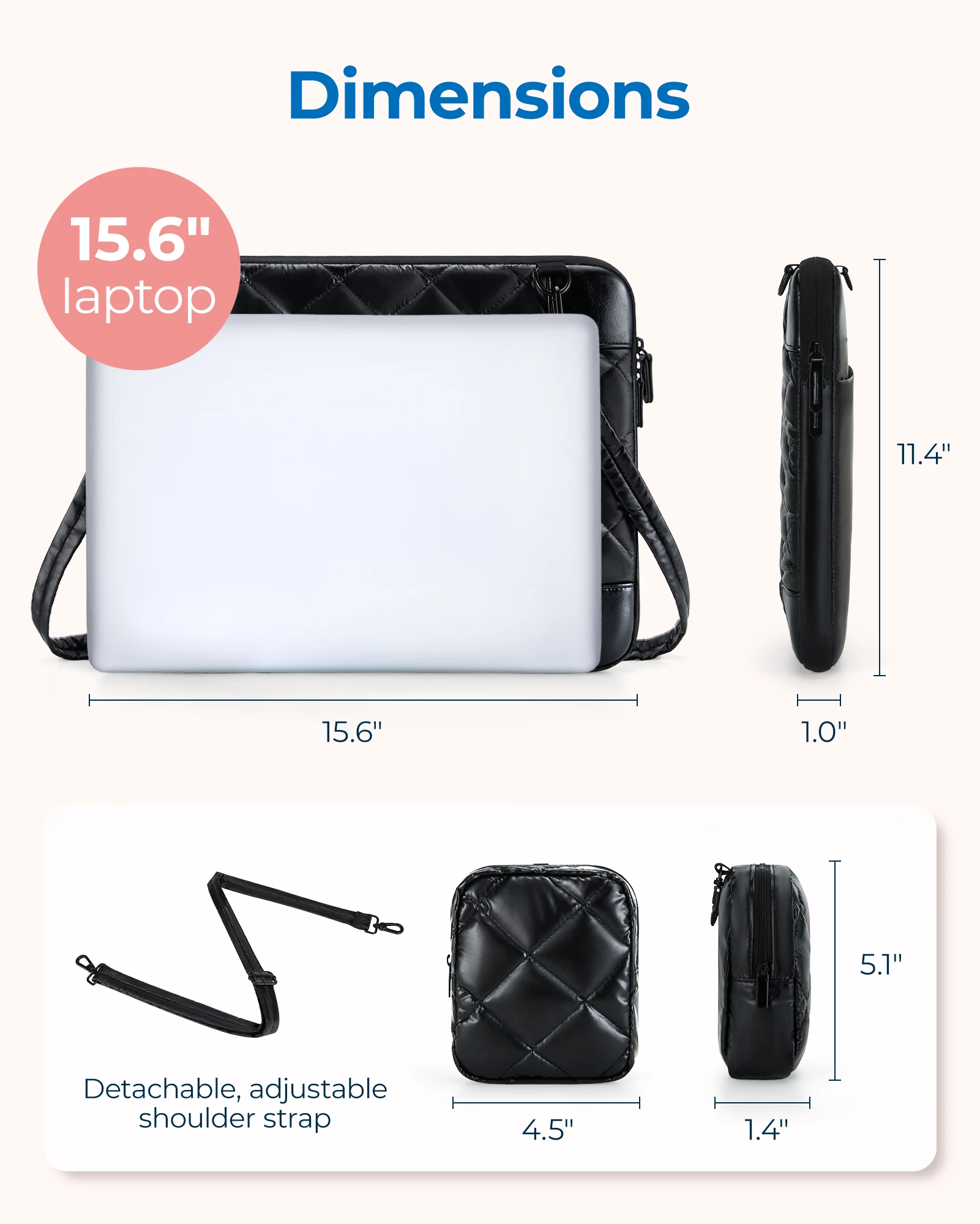 BAGSMART Laptop Bag Sleeve Case Fashion HandBag Notebook Pouch 15.6inch For Lenovo HP Huawei Asus Dell Samsung