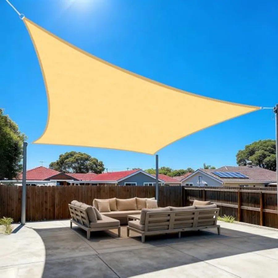 

Shade Sail 12'X20' Rectangle Sand UV Block Breathable Sun Shade Canopy for Outdoor Patio Garden Deck Backyard Customizable