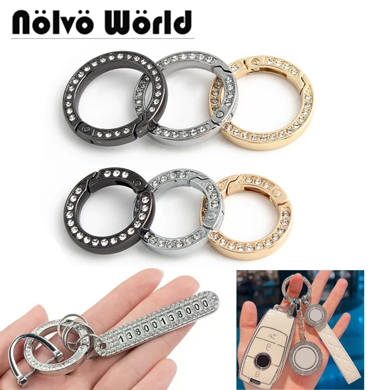 2/5/10/20pcs Crystal Rhinestone Spring O Ring Clasp Round Key Chain Fashion Key Ring Buckle for DIY Bag Car Keyrings Accessories
