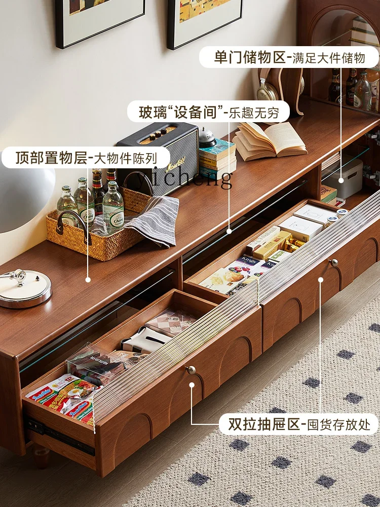 

Тумба под телевизор из массива дерева GZ, ретро-столик для кофе, комбинация для гостиной, средневековый шкафчик из букового дерева