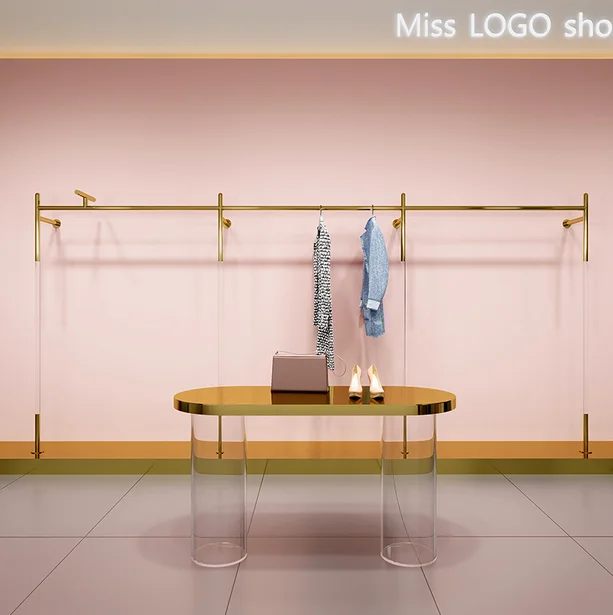 Wall-mounted floor-mounted clothes rack on the display rack of the clothing store