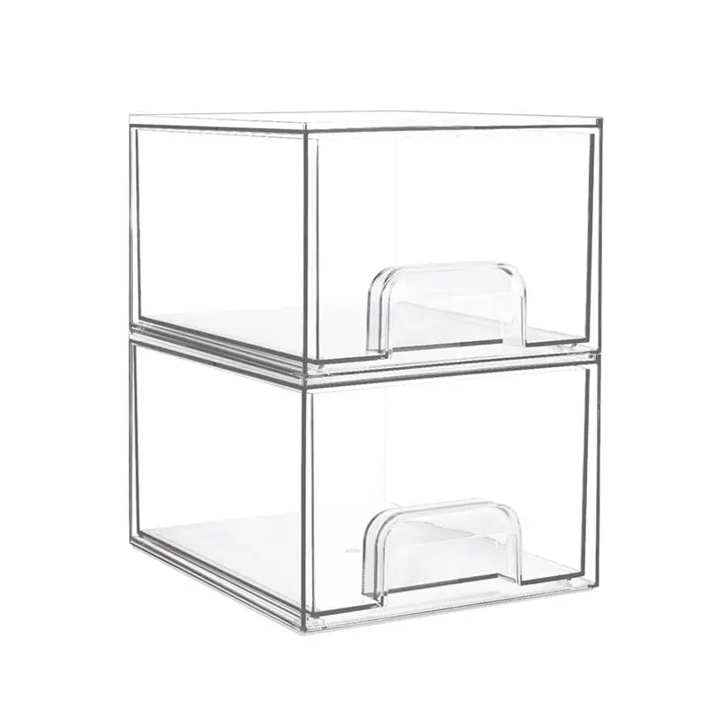 

ABLQ Clear Stackable Storage Drawers,Bathroom Makeup Organizer,Storage Bins For Home Organization And Storage