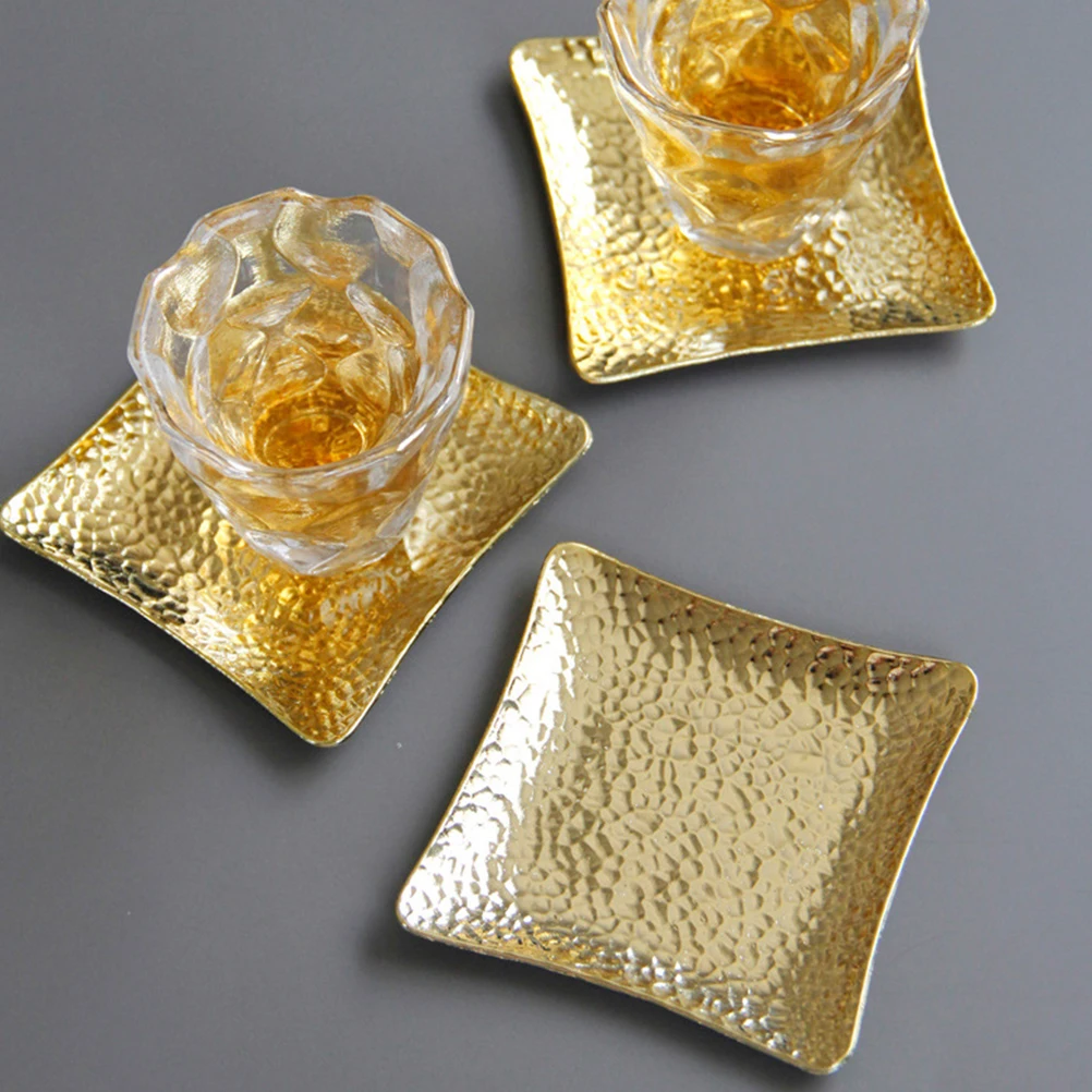 

Metal Drink Coasters Cup Holder Tray Heat Resistant Mats Kitchen Tableware Copper coaster Set Beverage Accessories Home Decor