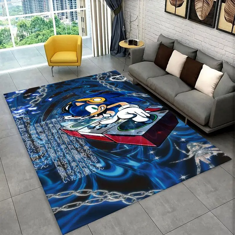 Classic Game S-Sonic Cartoon Non-Slip Area Rug for Living Room,Bedroom,Playroom,Soft Carpet Floor Mat Home Decor Rug Kids Room