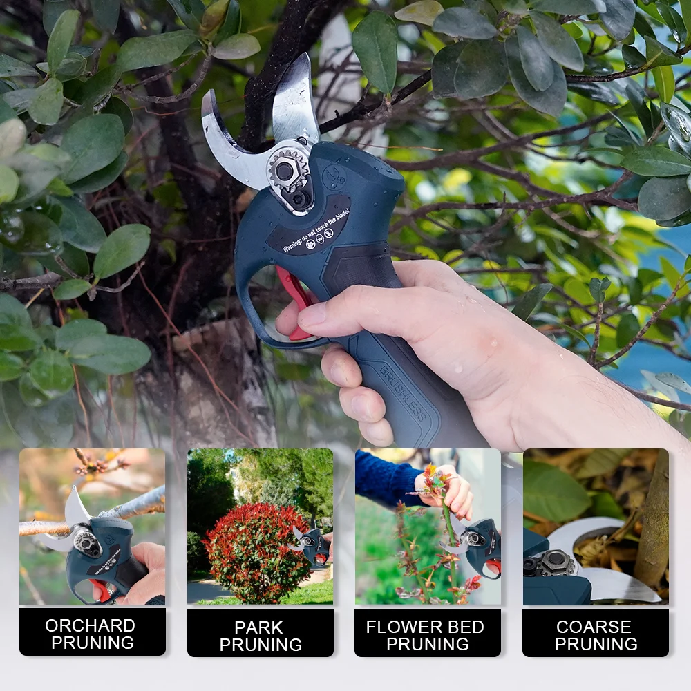 Brushless Electric Pruner Shear Scissor High Speed Fruit Tree Pruning Bonsai Branches Cutter Garden Tool For 12V Bosch Battery