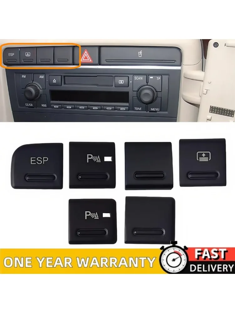 1pc Abdeckung ESP Schalter Vorhang Schalter Taste PDC parkplatz unterstützung schalter Kappe Dummy Abdeckung Für Audi A4 B6 B7 2002-2008 A4/S4 Quattro