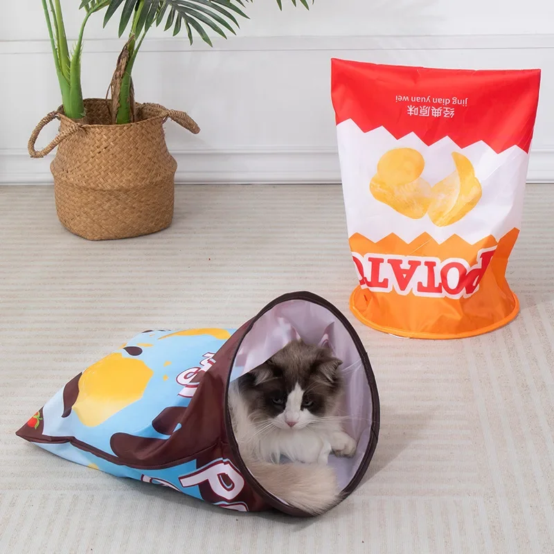 Foldable Crinkle Paper Cat Tunnel Self-amusing Cat Toy Rolling Dragon Tunnel Cat Bag Hiding Toy Pet Supplies