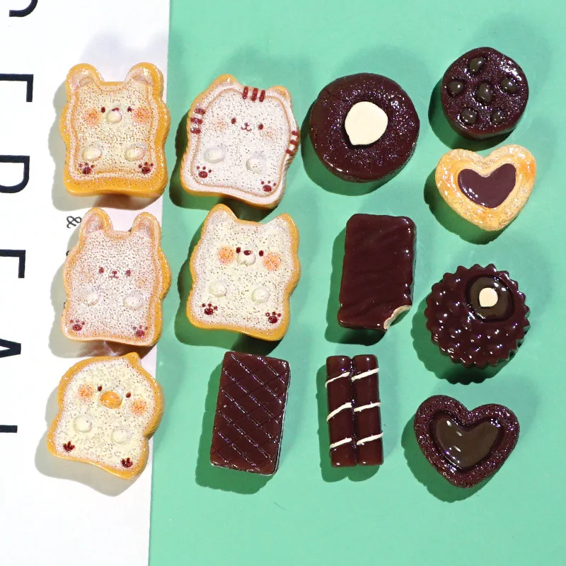 

Best Simulation food Play chocolate chip cookies small animal toast accessories diy cream glue