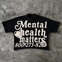 Mental Health Matters Graphics Cotton Cropped T-Shirts Men Y2K Short Sleeves Vintage Oversize Tshirt Summer Men Women Tops