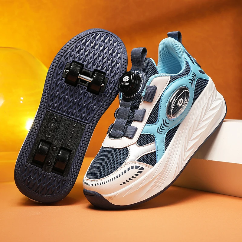 Roller Skates Boys and Girls Walking Shoes Leisure Outdoor Sports Students Skateboarding Shoes Children Roller Skates Size 31-40 view 2