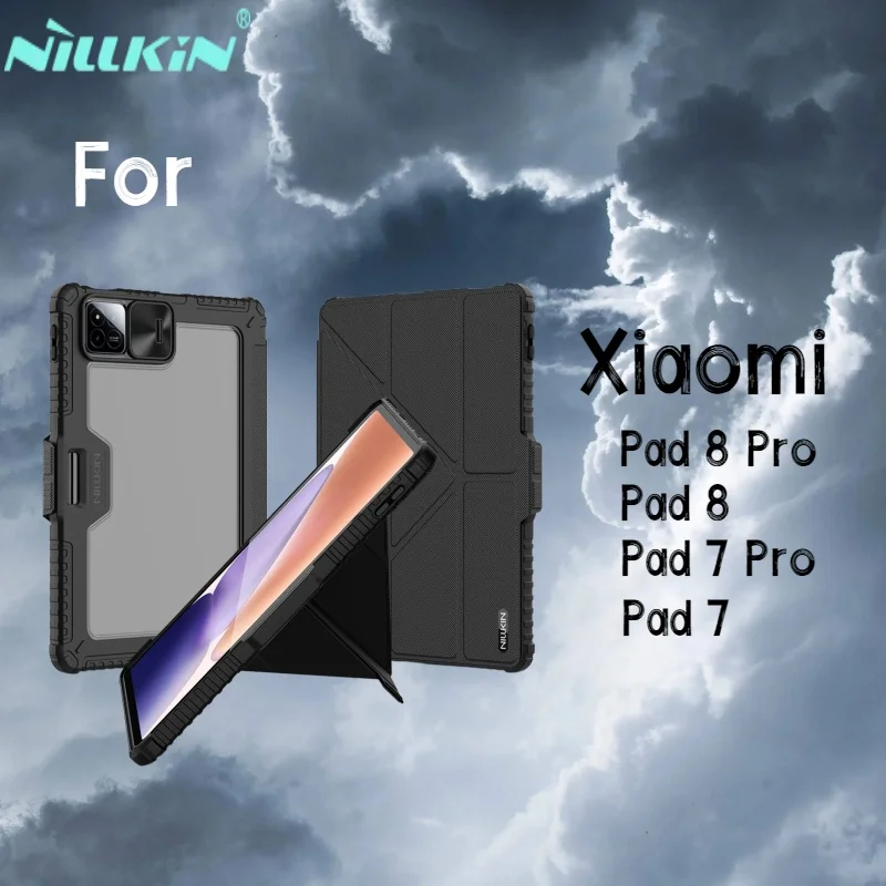 NILLKIN For Xiaomi Pad 7 Pro Magnetic Case Multi-angle Folding Camera Protection Black Cover With Pencil Holder For Mi Pad 8 Pro