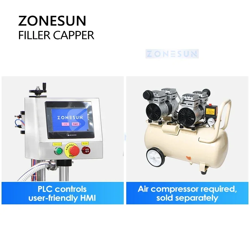 ZONESUN Macchina automatica per il riempimento e il tappatura di lozioni spesse Macchina per tappare il riempimento di bottiglie monoblocco ZS-AFC26